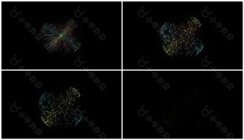 高清多色炫彩烟花视频素材