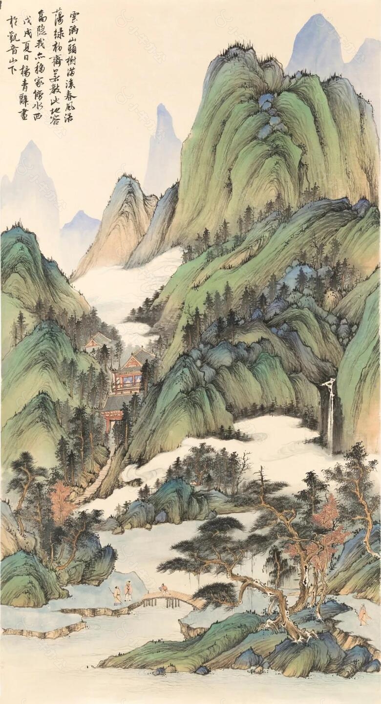 松湖小景图｜杨青辞国画选