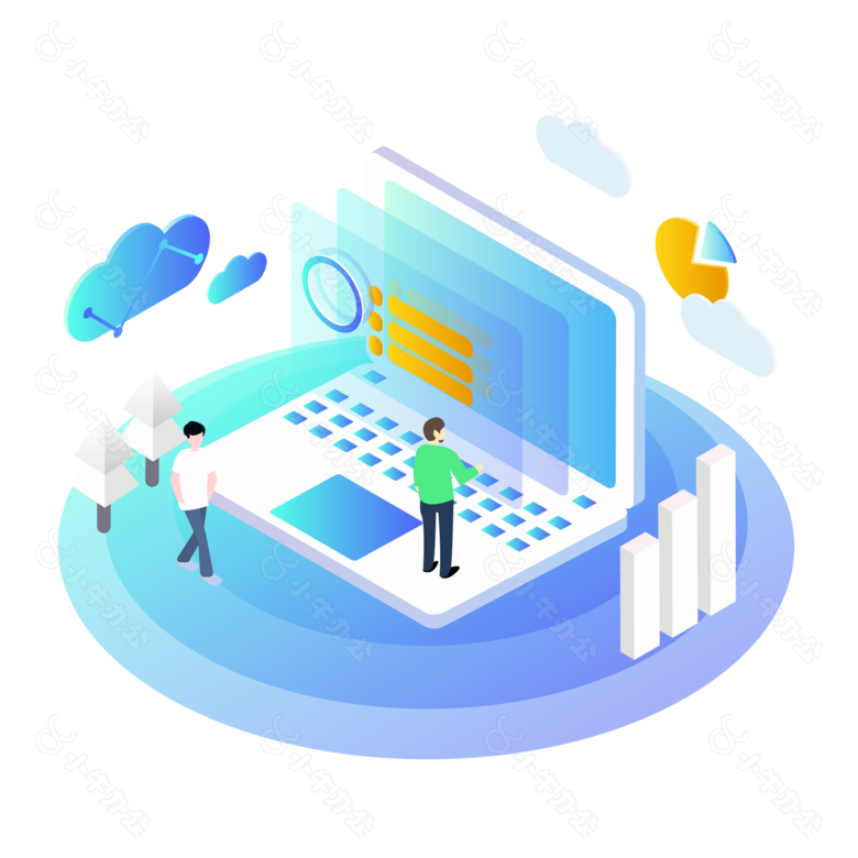 2.5D等距立体电脑商务办公商用矢量元素