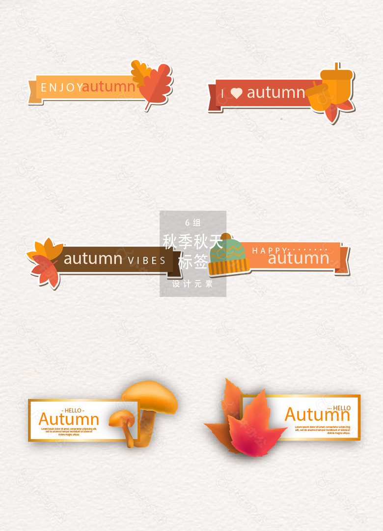 创意秋季秋天标签设计元素