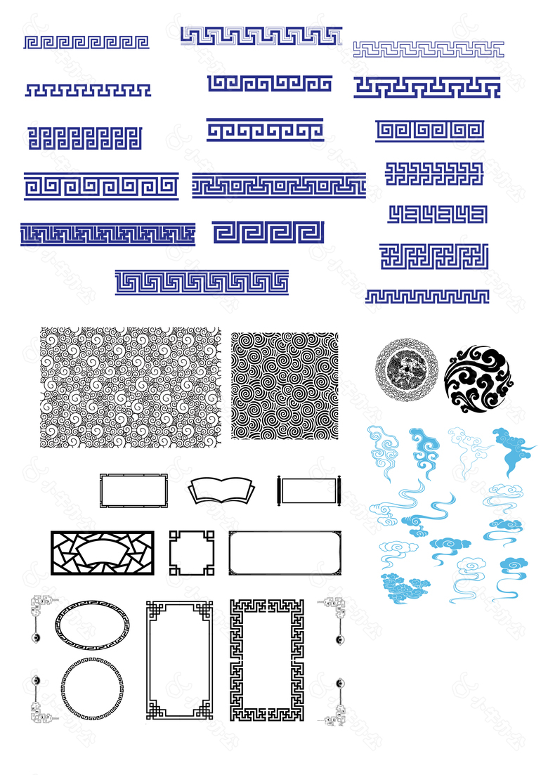 边框 古典花纹 传统边框 祥云 传统花纹