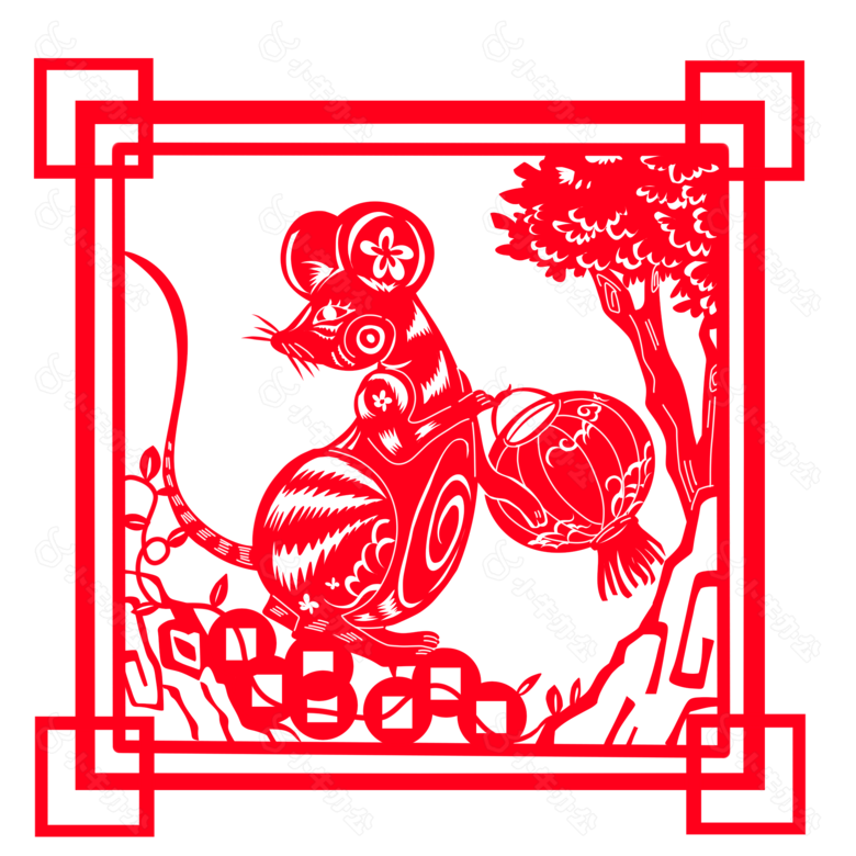 鼠年剪纸窗花