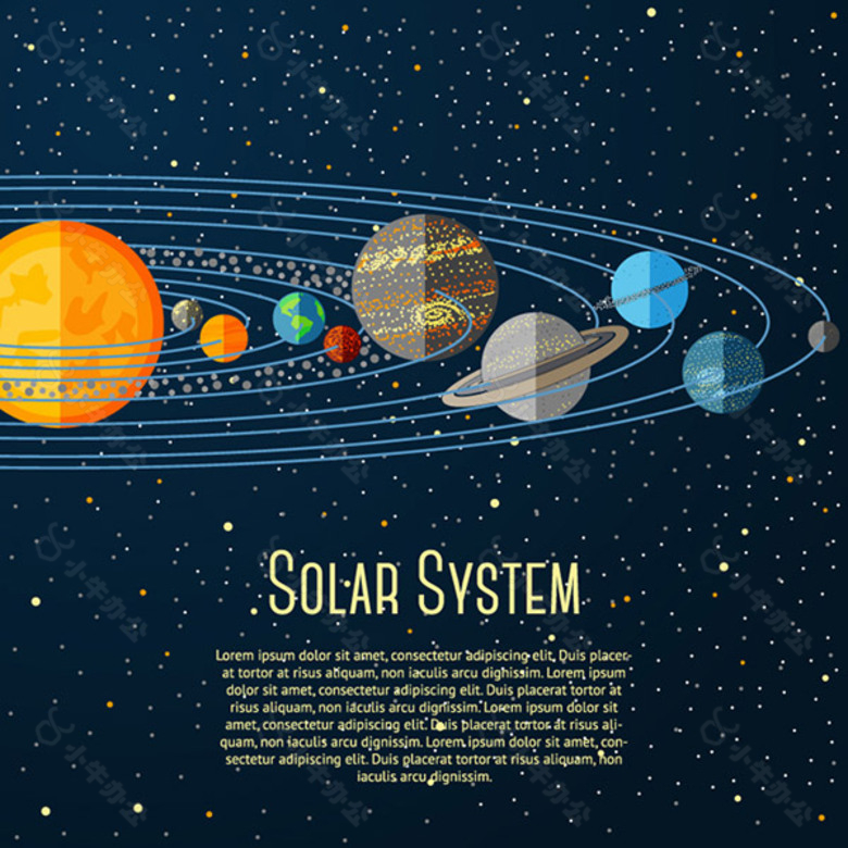 卡通太阳系设计矢量素材
