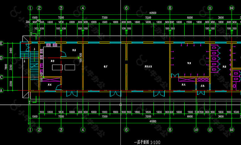 二层钢结构框架 建筑施工图图片