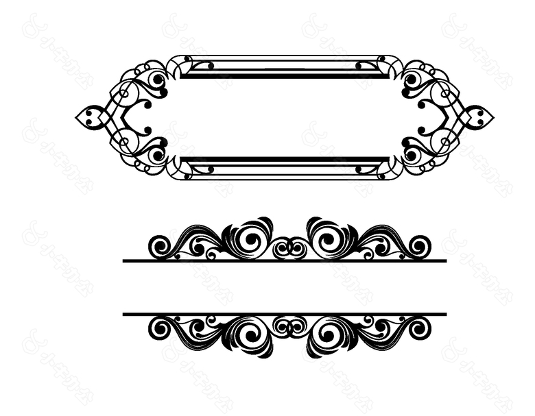 卡通黑色花纹边框矢量元素