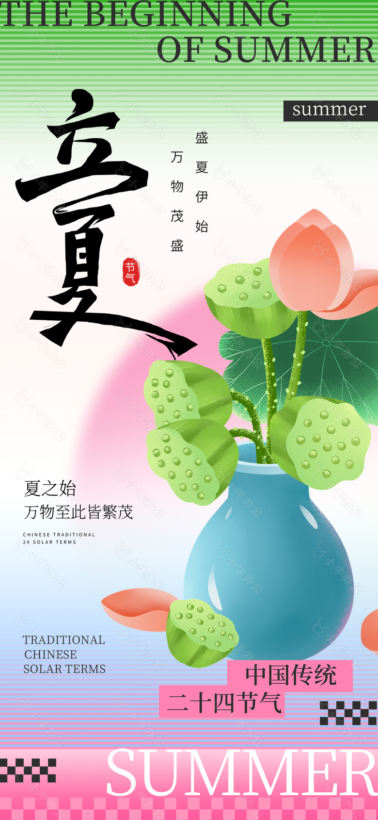 万物茂盛夏初始传统节气海报