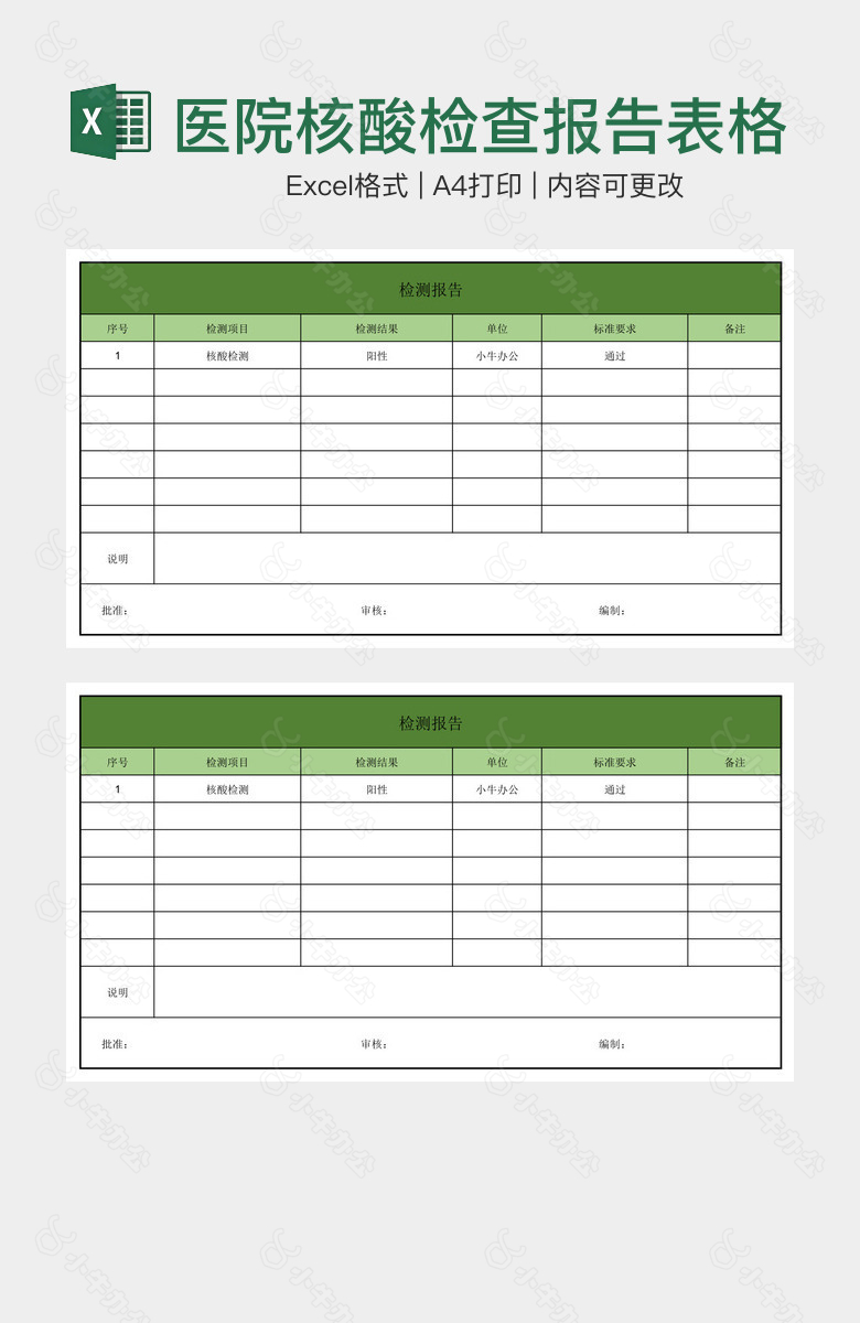 绿色医院核酸检查报告表格