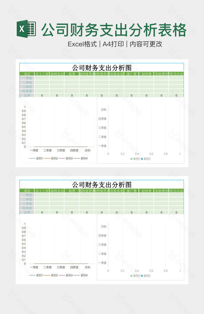 简洁实用公司财务支出分析表格