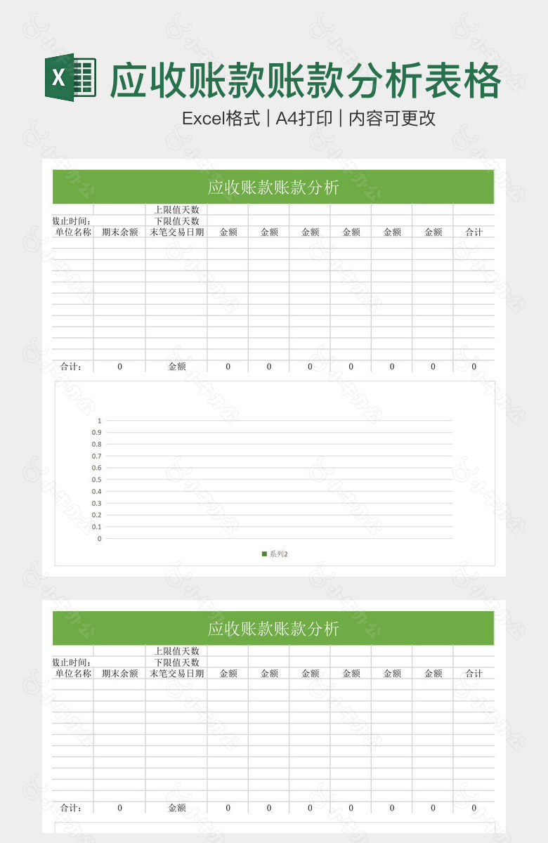 绿色通用应收账款账款分析表格