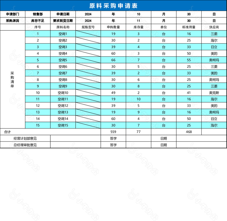 可视化企业原料采购表no.2