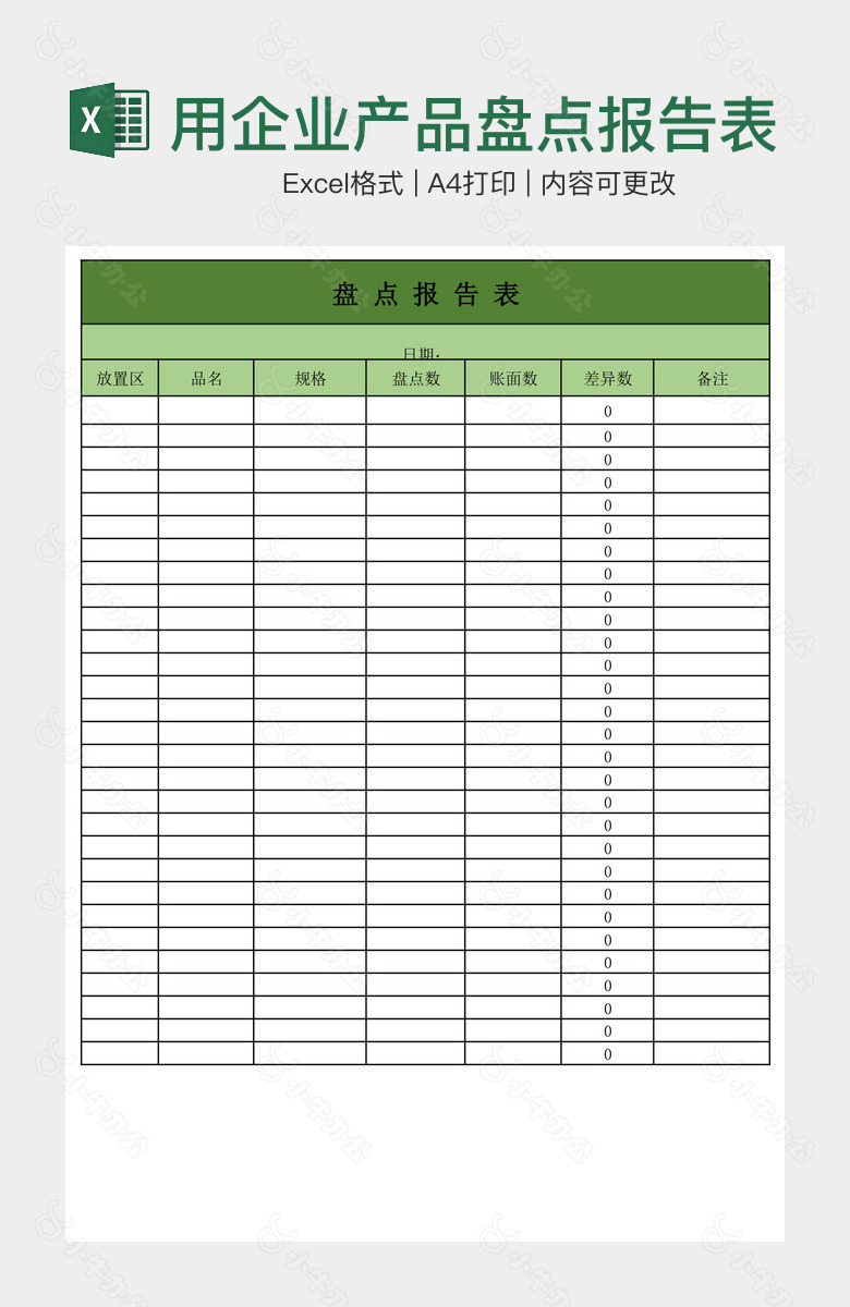 简洁实用企业产品盘点报告表