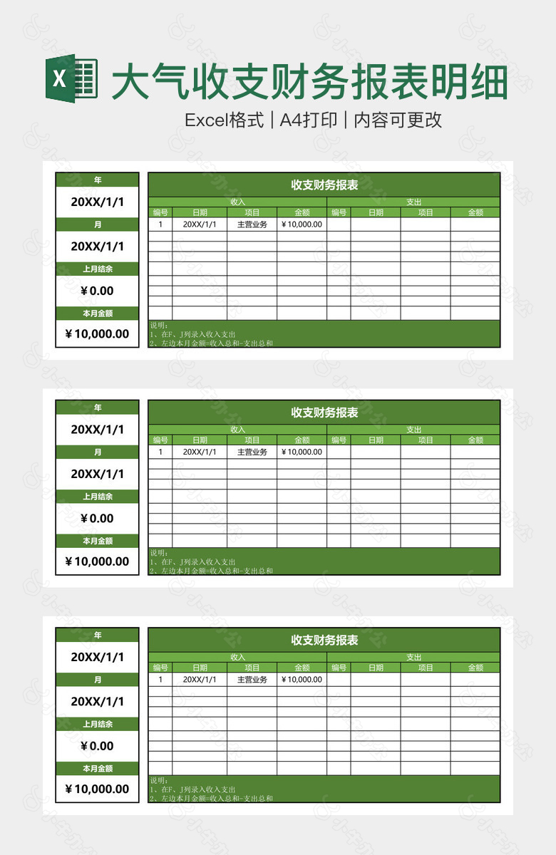 绿色大气收支财务报表明细