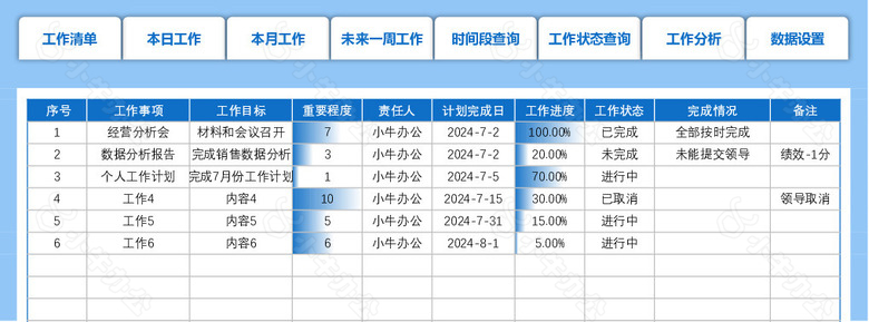 精美完整框架工作计划管理系统no.2