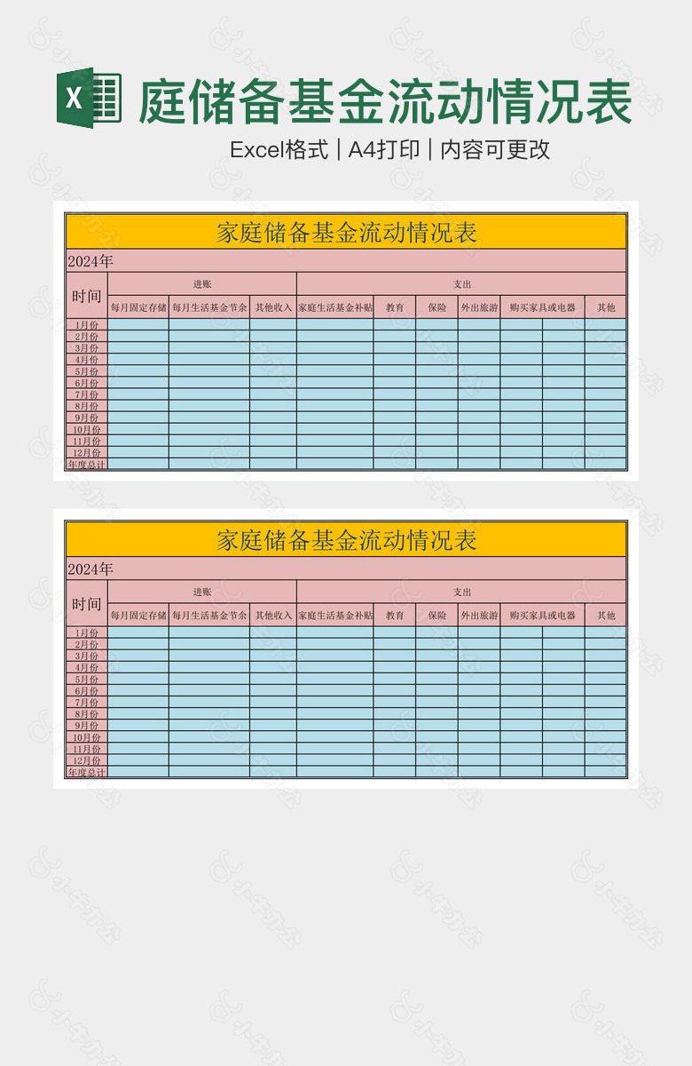 精选清晰家庭储备基金流动情况表