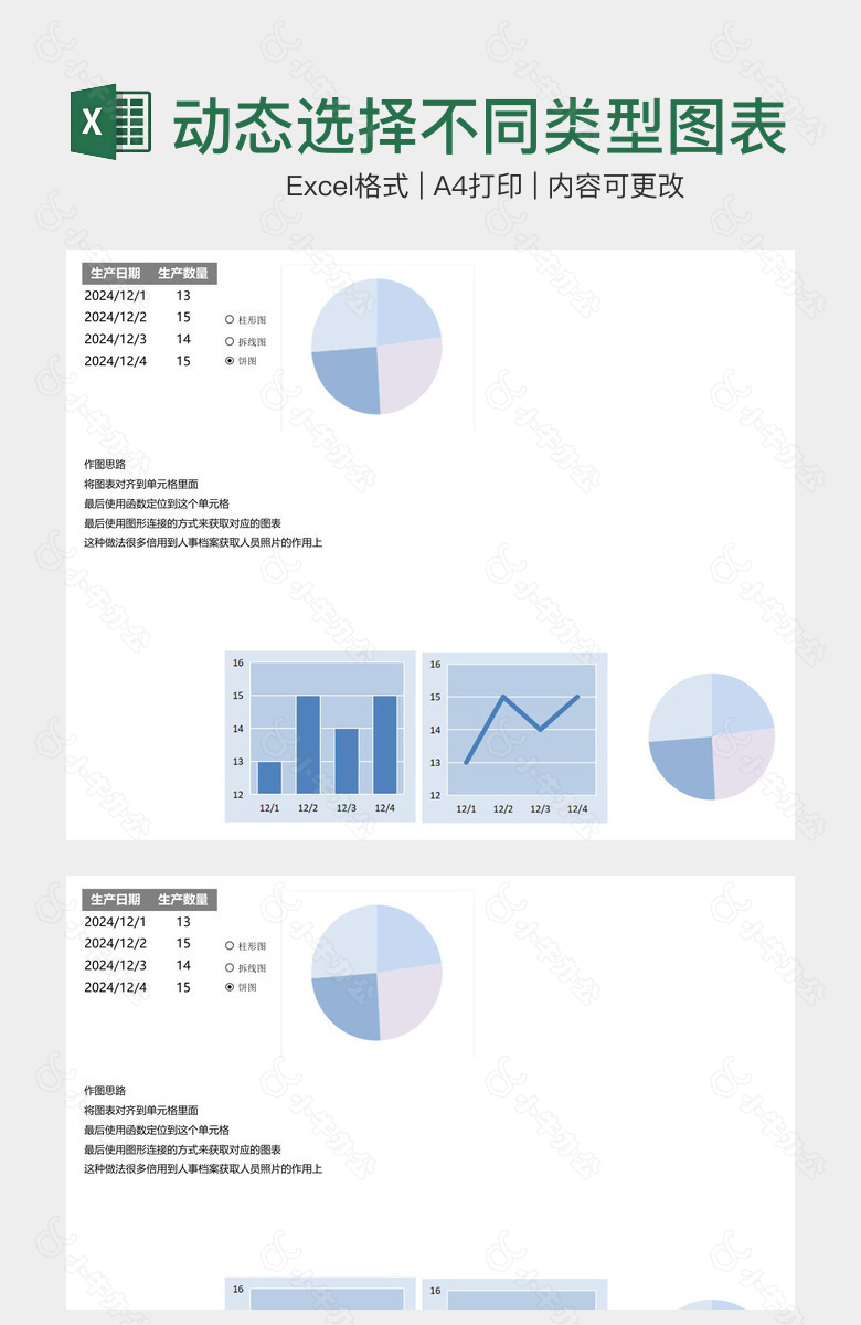 蓝色系动态选择不同类型图表