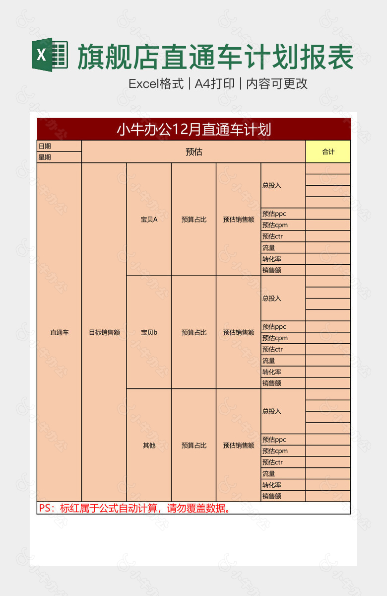 多彩旗舰店直通车计划报表