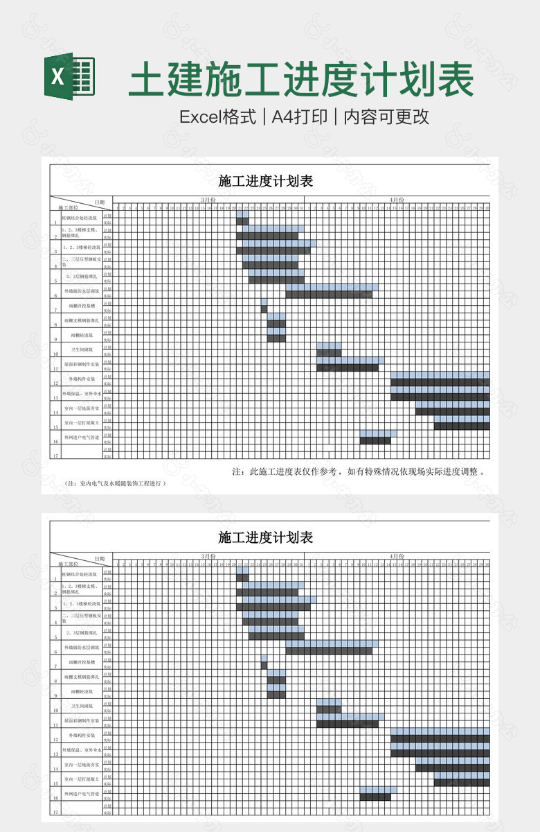 土建施工进度计划表