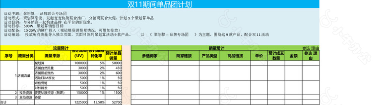 双11期间单品团运营计划no.2