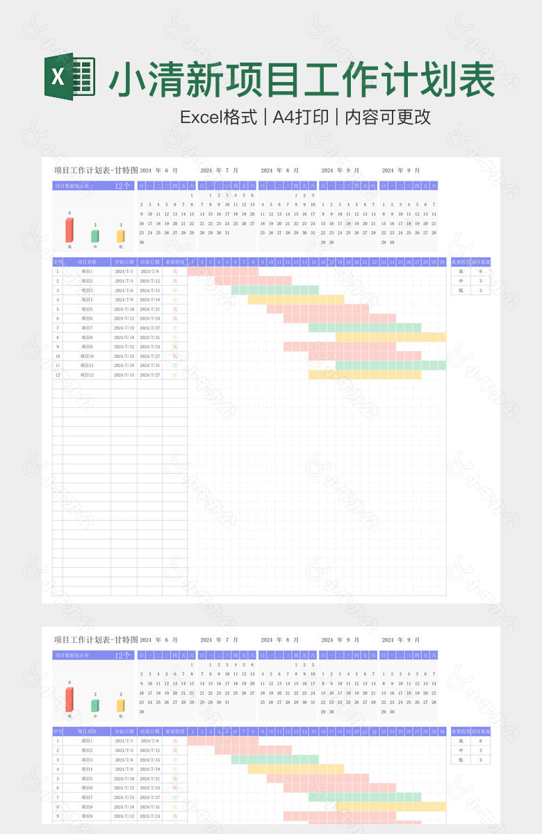 小清新项目工作计划表