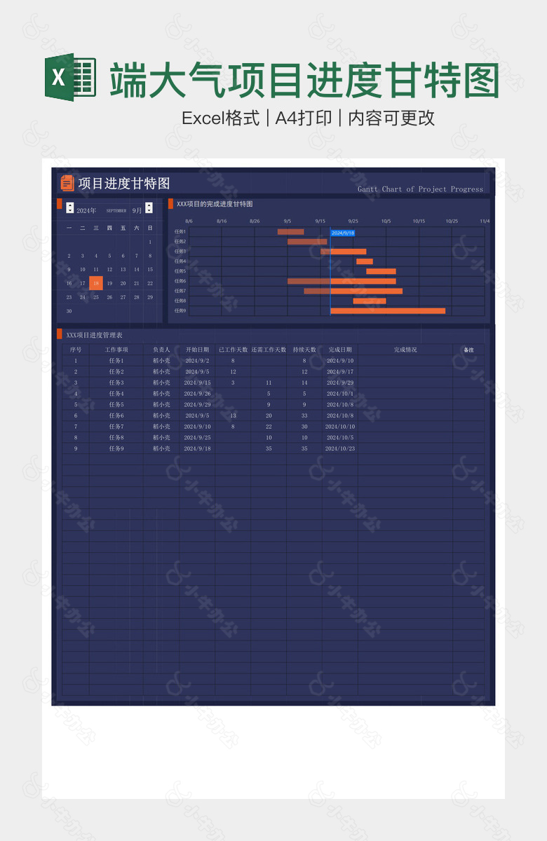 高端大气项目进度甘特图