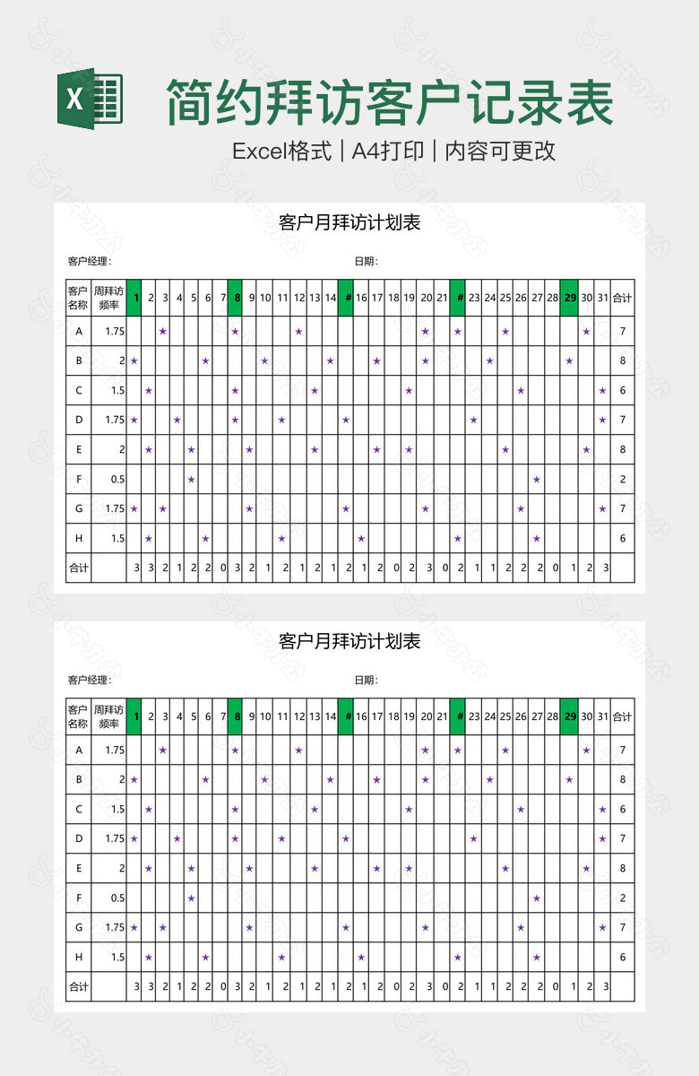 简约拜访客户记录表