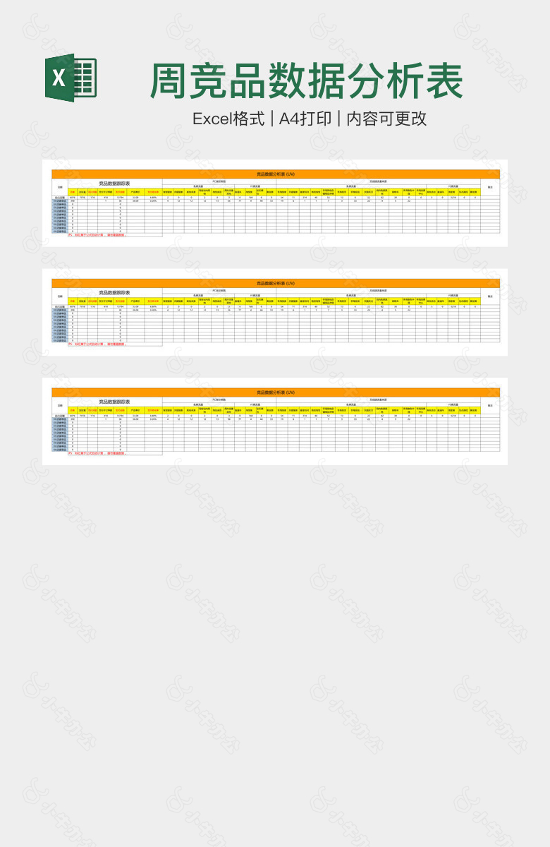 周竞品数据分析表格
