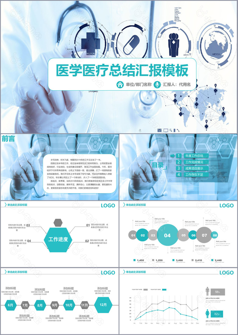 创意医学医疗工作总结汇报PPT模板