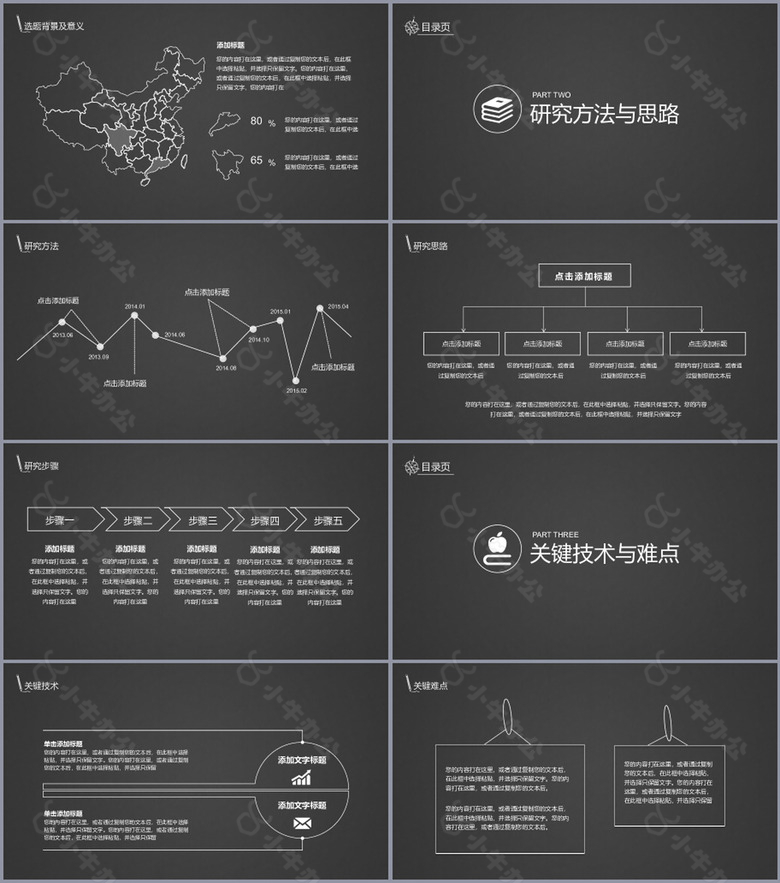 黑色极致清新论文答辩学术报告PP模板no.2