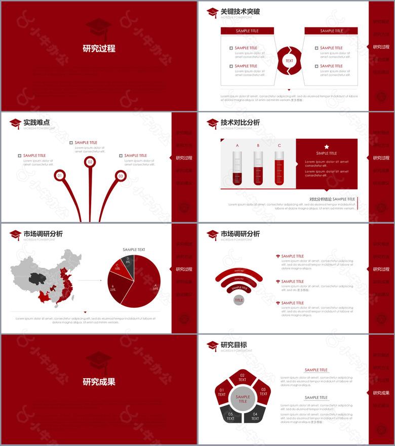 红色精美大气毕业论文答辩通用PPT模板no.3