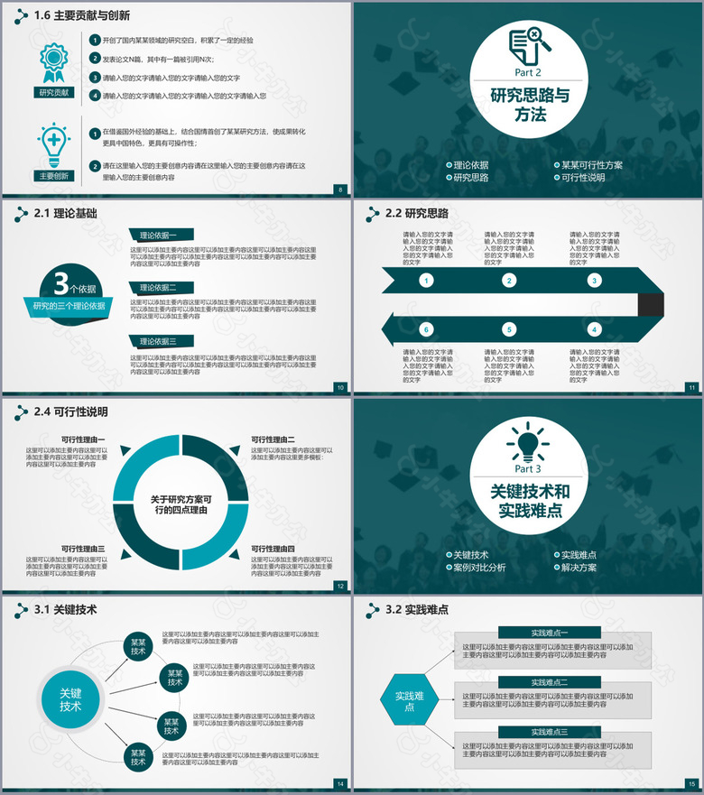 严谨实用墨绿答辩论文动态PPT模板no.2
