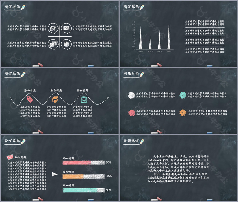 简约粉笔字风格毕业论文答辩PPT模板no.2