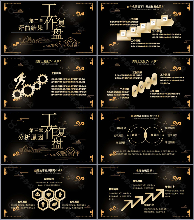 大气烫金风工作复盘汇报总结PPT模板no.2