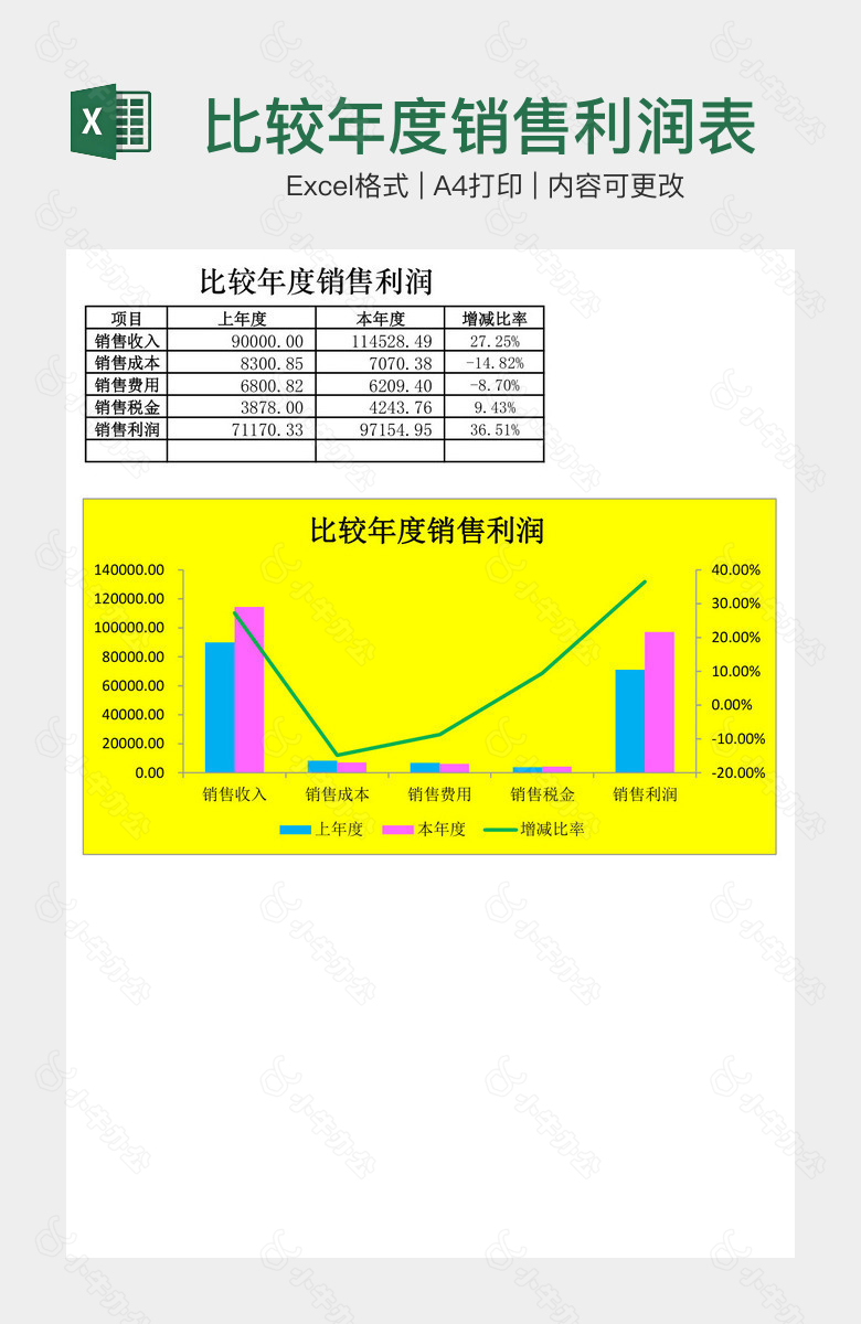 比较年度销售利润表