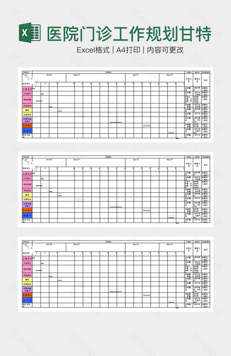 医院门诊工作规划甘特图表格