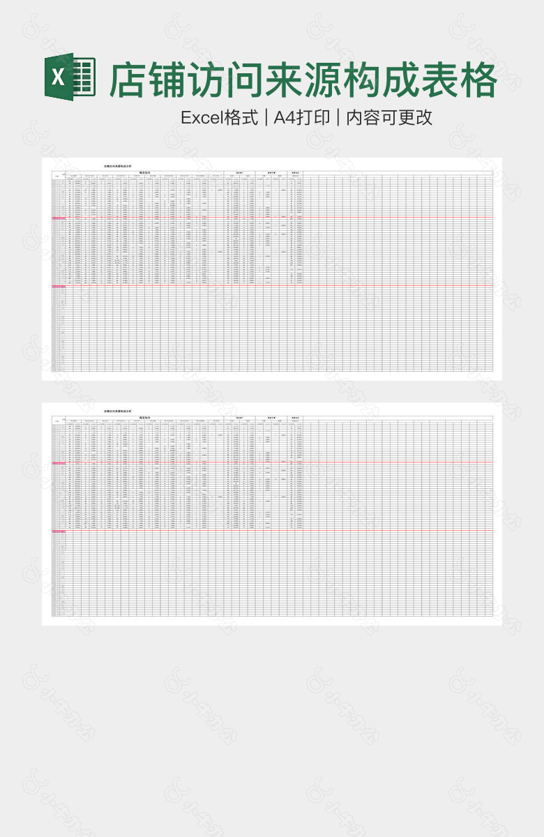 店铺访问来源构成表格