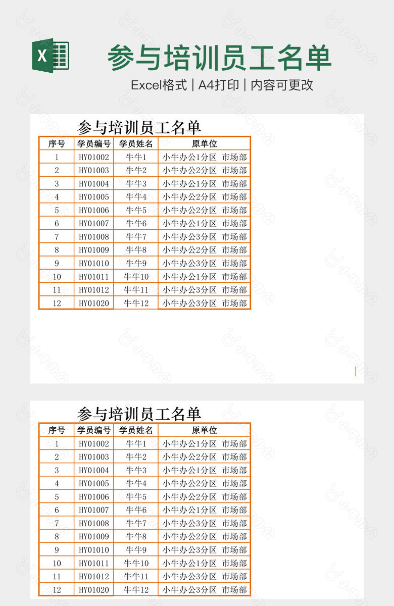 参与培训员工名单