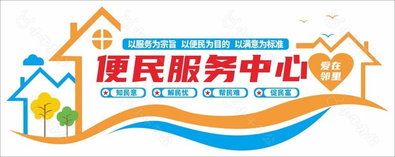 创意便民服务中心爱在邻里文化墙