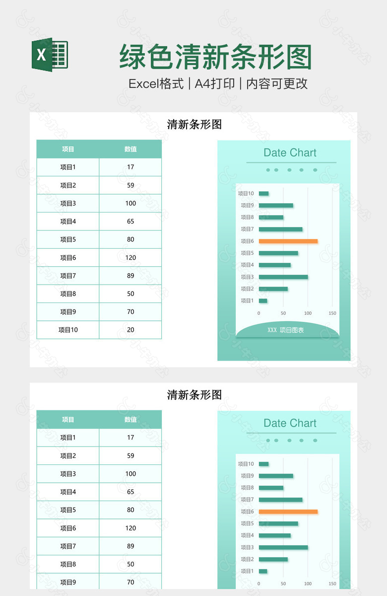 绿色清新条形图