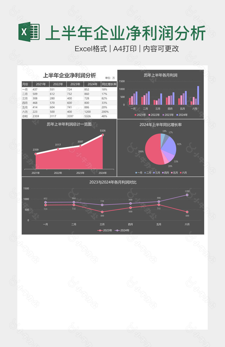 上半年企业净利润分析表