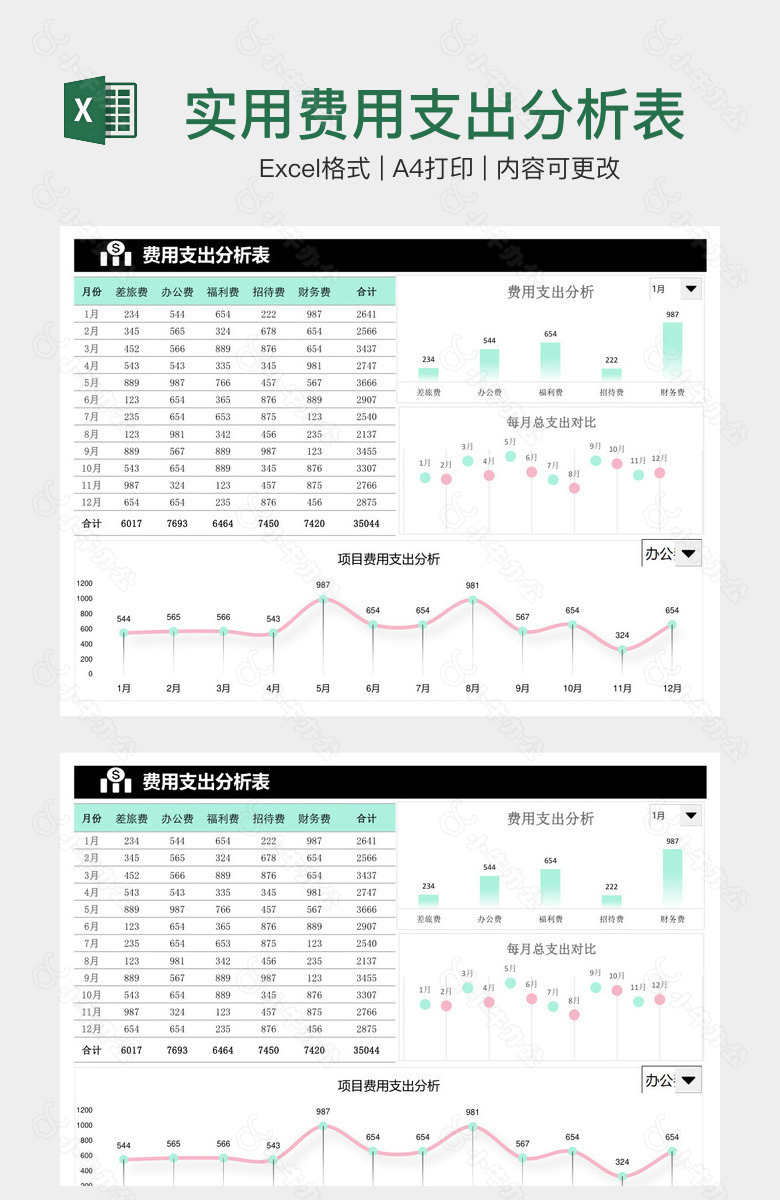 实用费用支出分析表