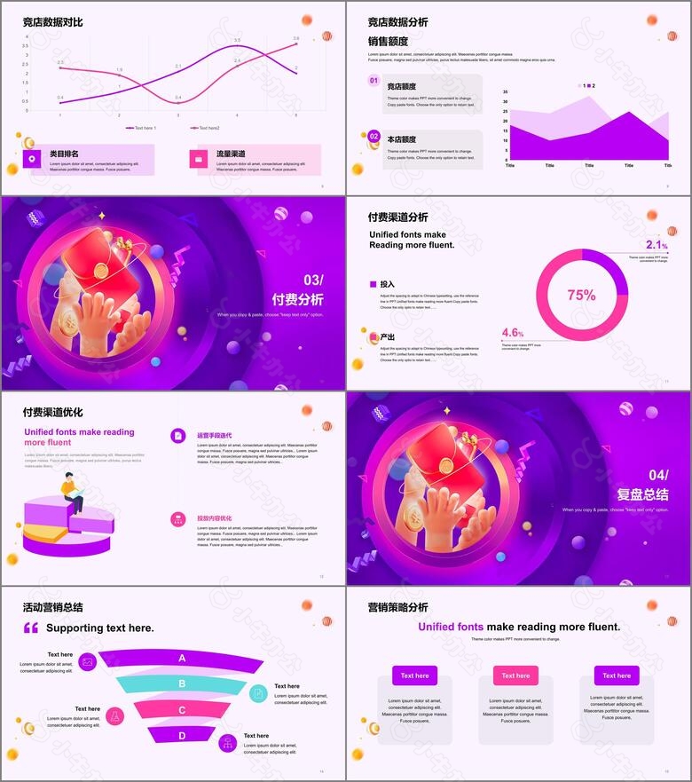 紫色创意炫酷双十一营销活动复盘PPTno.2