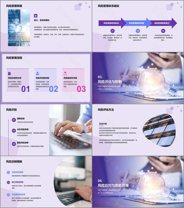 紫色商务现代风险管理经理述职报告PPT模板no.2