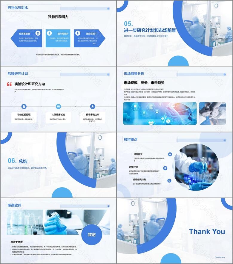 蓝色商务现代医疗研发项目答辩PPT模板no.3