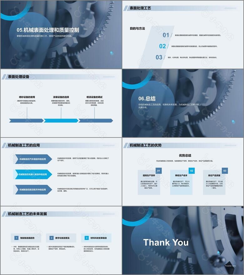 蓝色商务现代机械制造工艺概述PPT模板no.3