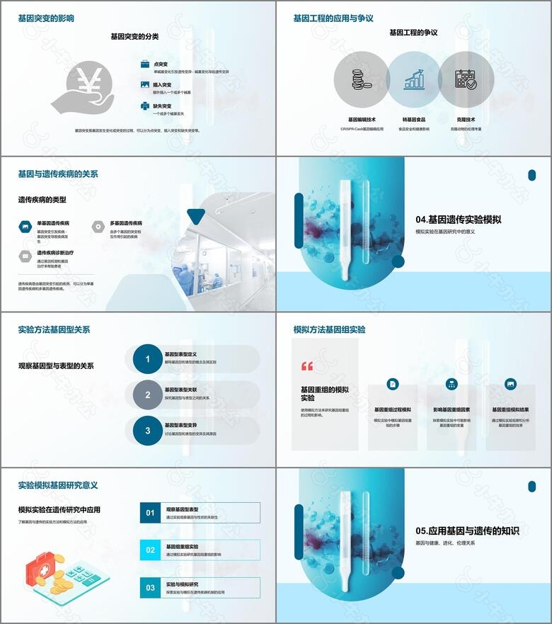 水墨风生物医疗教学课件PPT模板no.3