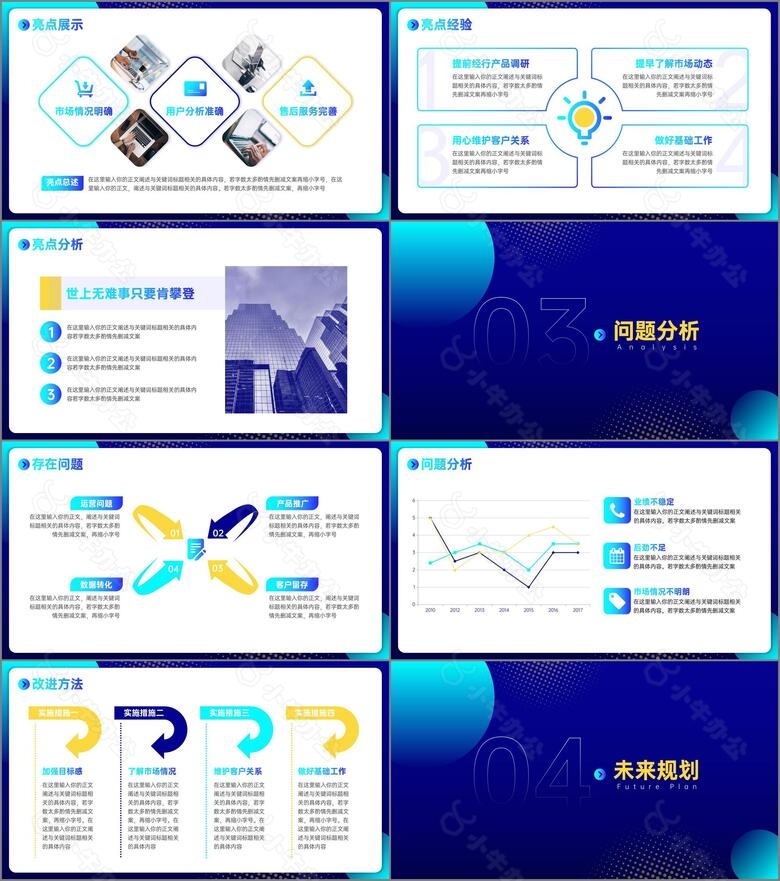 职场汇报工作总结皇家深蓝青绿姜黄撞色模板no.2