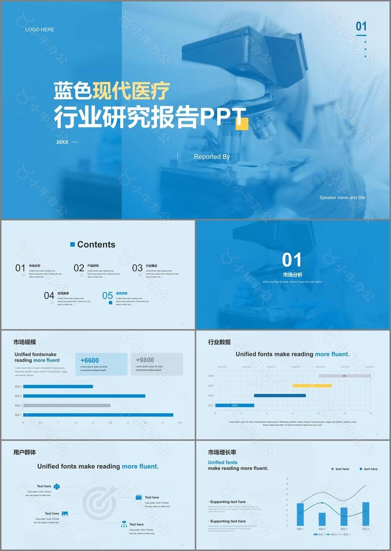 蓝色现代医疗行业研究报告PPT