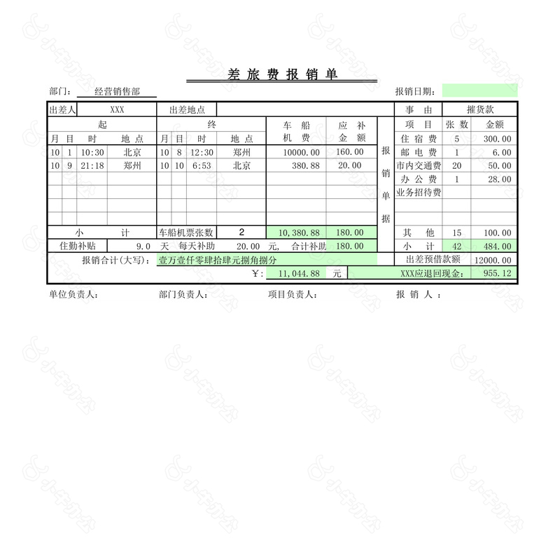 差旅费报销单no.2