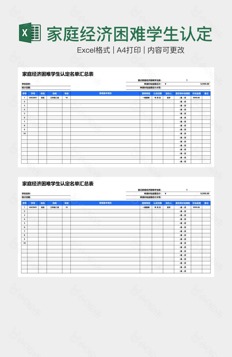 家庭经济困难学生认定名单