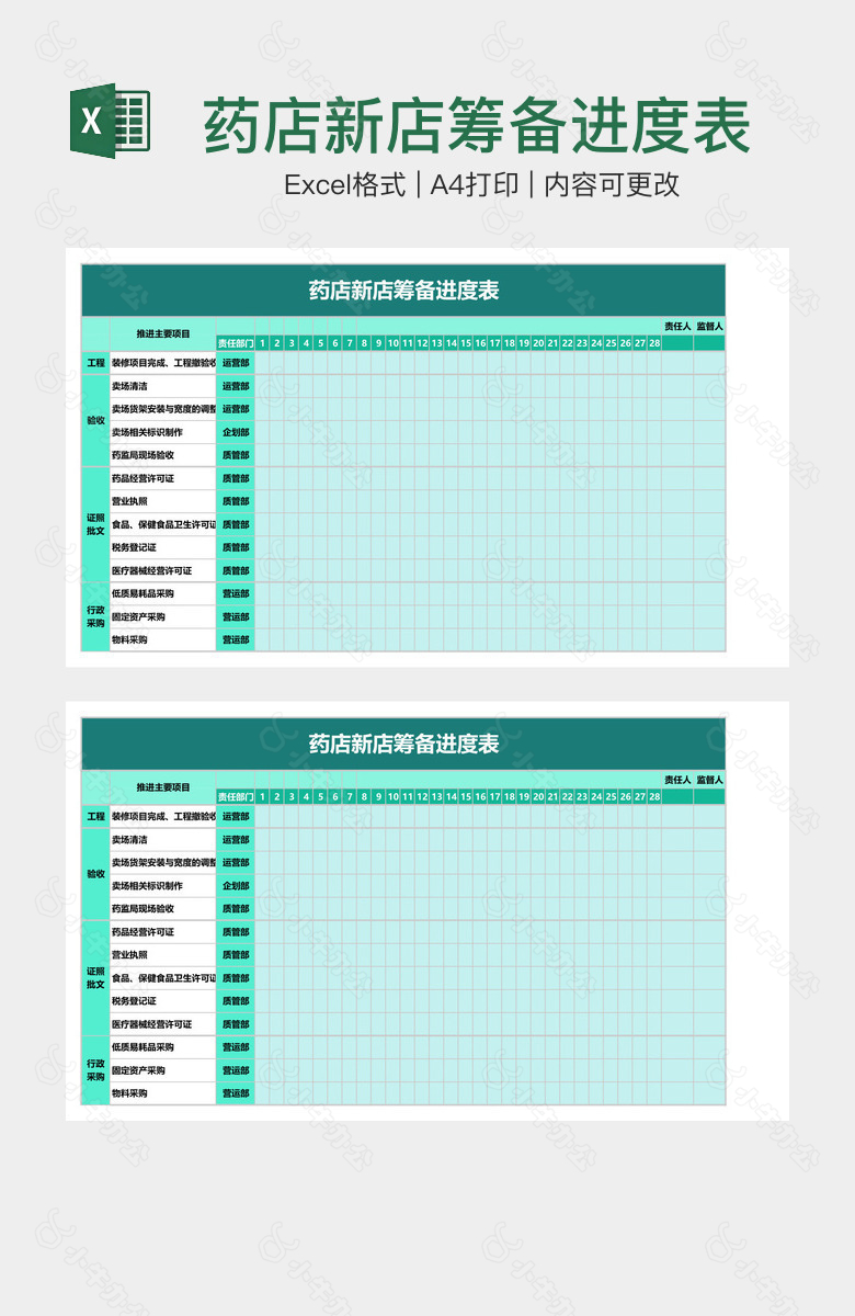 药店新店筹备进度表